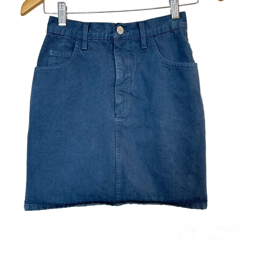 Vintage Guess Jeans 80s Blue Jean Denim Mini Skirt Women's Sz 26 USA MADE - Picture 2 of 5